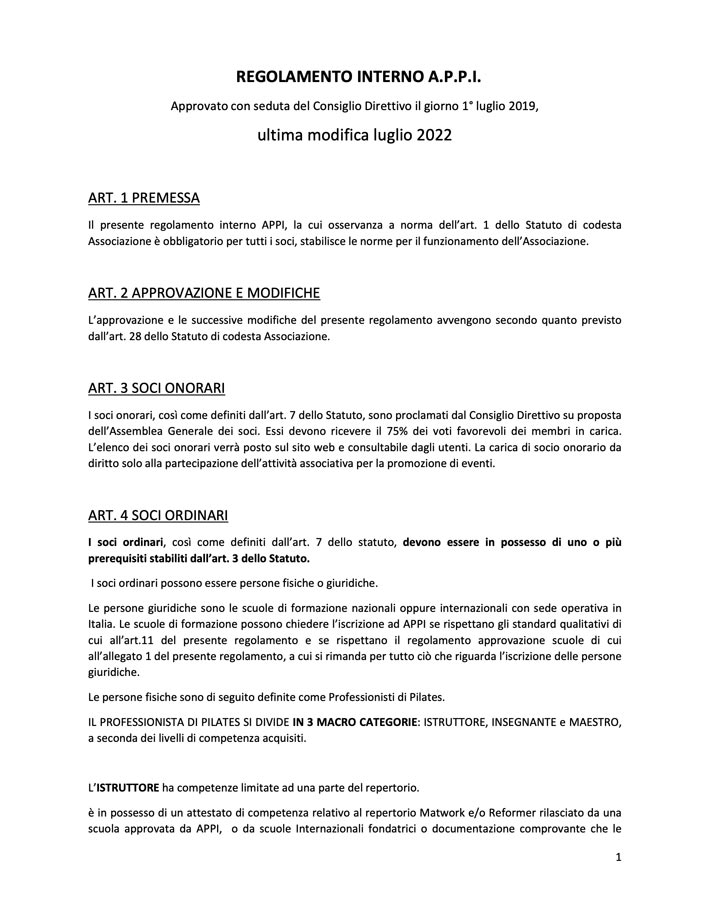 Documentazione Regolamento - APPI